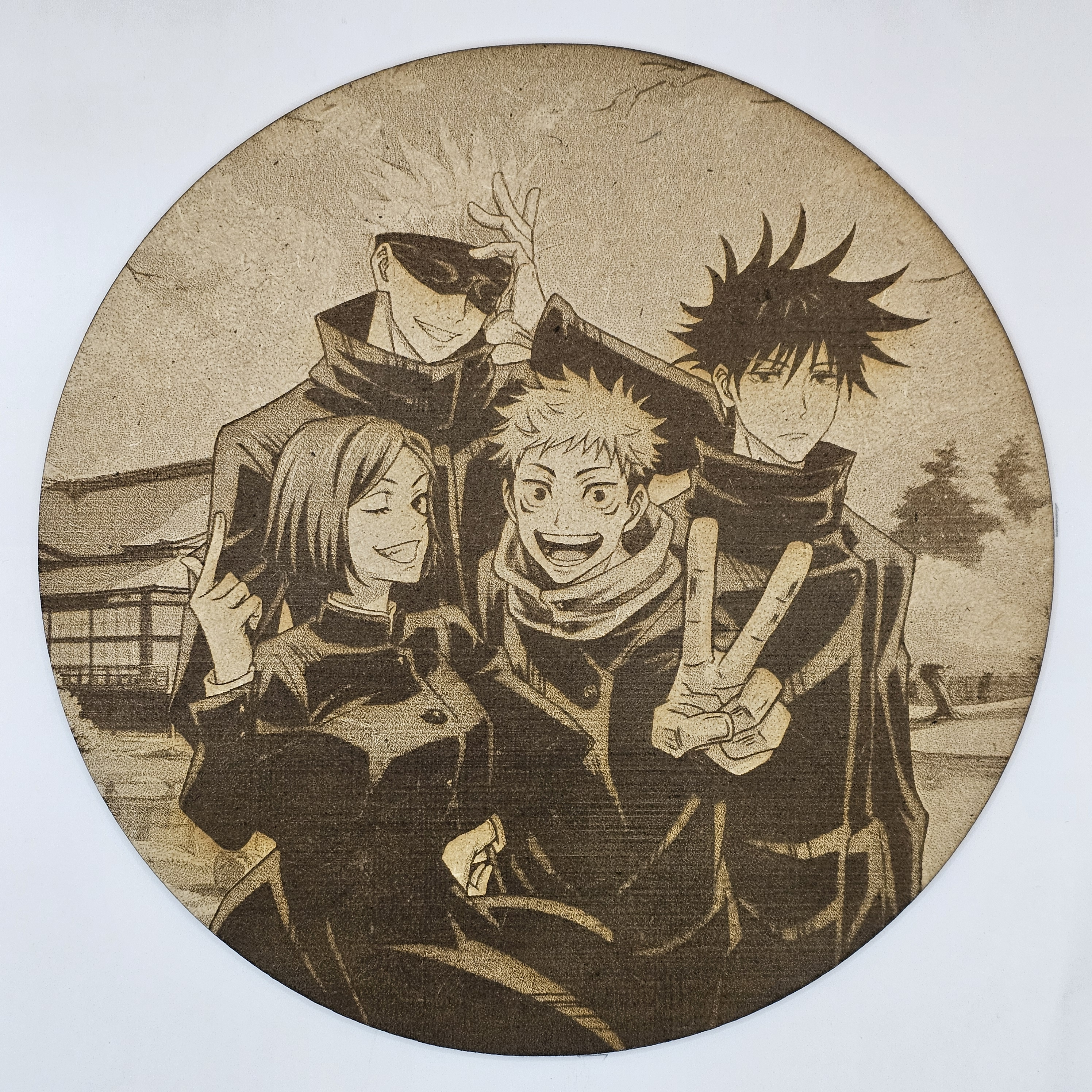 Cuadro grabado con Láser en MDF, Anime: Satoru Gojo, Megumi Fushiguro ...