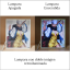 Lámpara ánime/manga  DAN DA DAN  con doble imagen del personaje Seiko Ayase y Turbo Abuela, vista apagada y encendida, donde se revela la ilustración completa al encender la luz LED.