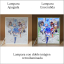 Lámpara ánime/manga  KonoSuba  con doble imagen del grupo Megumin, Kazuma Satō, Darkness y Aqua, vista apagada y encendida, donde se revela la ilustración completa al encender la luz LED.