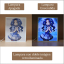 Lámpara ánime/manga  El héroe del escudo  con doble imagen del personaje Melty Q. Melromarc, vista apagada y encendida, donde se revela la ilustración completa al encender la luz LED.