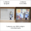 Lámpara ánime/manga  Frieren  con doble imagen del grupo Frieren, Himmel y Heiter, vista apagada y encendida, donde se revela la ilustración completa al encender la luz LED.