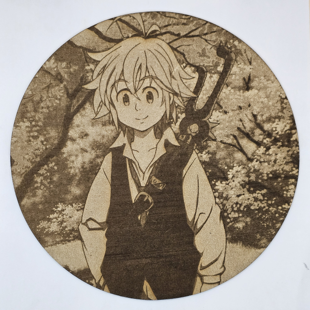 Cuadro decorativo MDF grabado láser estilo anime manga de Meliodas