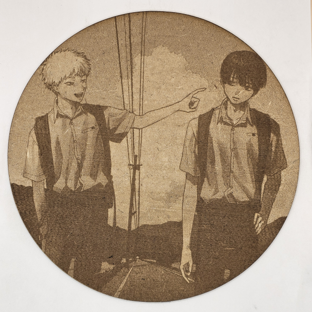 grabado laser en mdf ánime/manga,  Hikaru y Tsujinaka Yoshiki, El verano en que Hikaru murió , decoración otaku, decoración ánime/manga