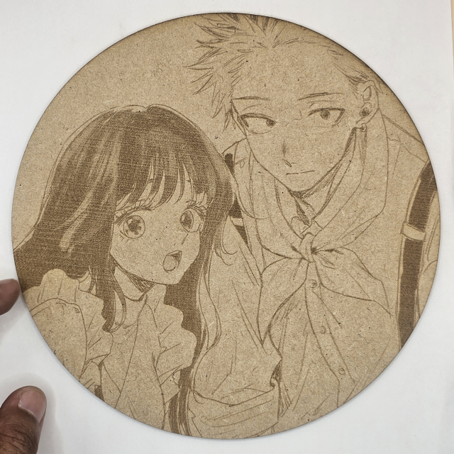 grabado laser en mdf ánime/manga,  Kaoruko Waguri y Rintaro Tsumugi, Kaoru Hana wa Rin to Saku , decoración otaku, decoración ánime/manga
