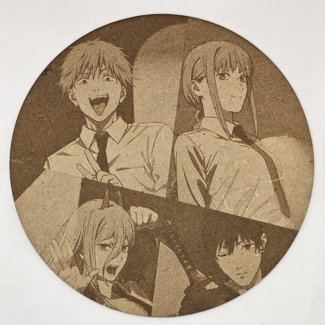grabado laser en mdf ánime/manga,  Denji, Makima, Power y Aki Hayakawa, Chainsaw Man , decoración otaku, decoración ánime/manga