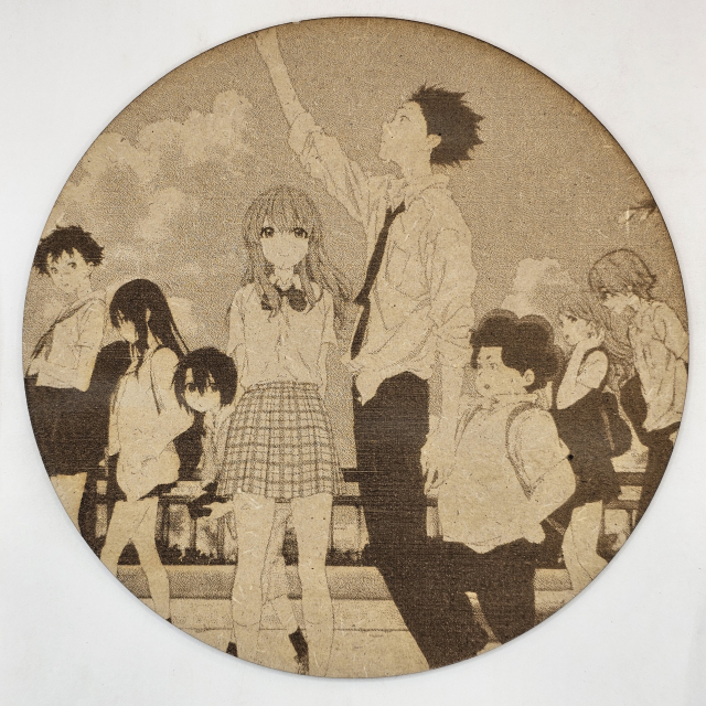 grabado laser en mdf ánime/manga,  Shoya Ishida, Shouko Nishimiya, Naoka Ueno, Yuzuru Nishimiya, Miki Kawai, Tomohiro Nagatsuka, Satoshi Mashiba y Miyoko Sahara, A Silent Voice , decoración otaku, decoración ánime/manga