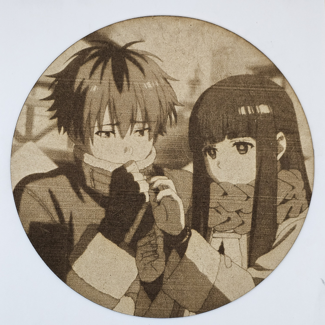 Cuadro decorativo MDF grabado láser estilo anime manga de Fern y Stark