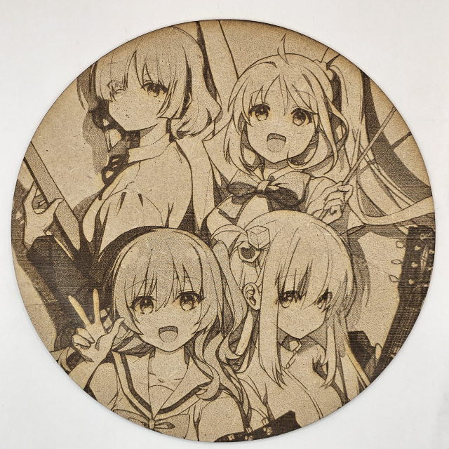 grabado laser en mdf ánime/manga,  Hitori Gotoh, Nijika Ijichi, Ryo Yamada y Ikuyo Kita, Bocchi the Rock! , decoración otaku, decoración ánime/manga