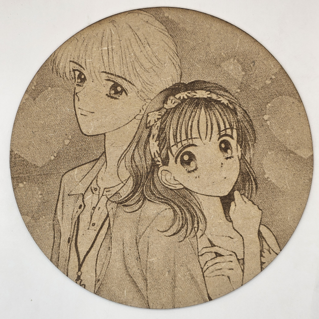 grabado laser en mdf ánime/manga,  Miki Koishikawa y Yuu Matsuura, Marmalade Boy , decoración otaku, decoración ánime/manga