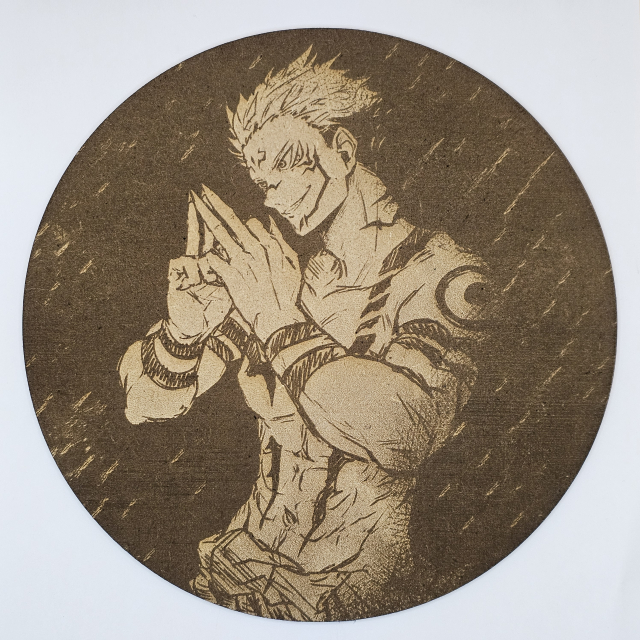 Cuadro decorativo MDF grabado láser estilo anime manga de Sukuna