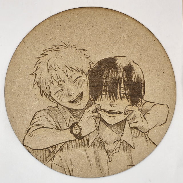 grabado laser en mdf ánime/manga,  Hikaru y Tsujinaka Yoshiki, El verano en que Hikaru murió , decoración otaku, decoración ánime/manga