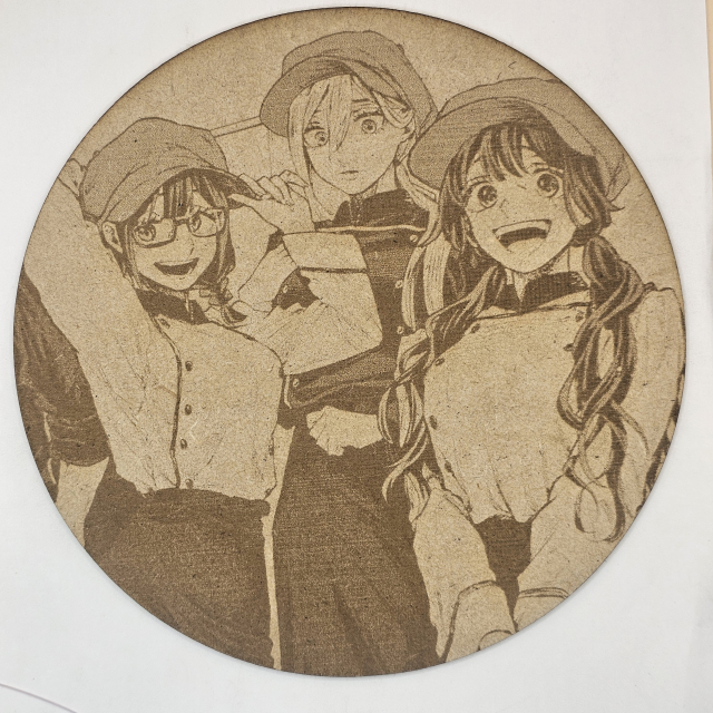 grabado laser en mdf ánime/manga,  Kaoruko Waguri, Subaru Hoshina y Madoka Yuzuhara, Kaoru Hana wa Rin to Saku , decoración otaku, decoración ánime/manga