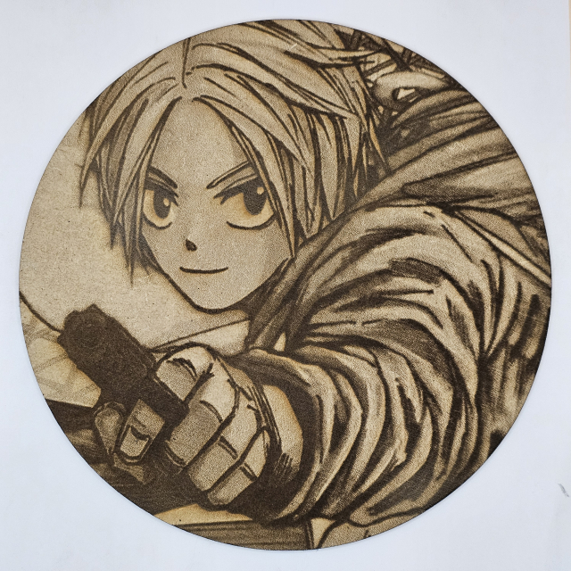 Cuadro decorativo MDF grabado láser estilo anime manga de Shin Asakura