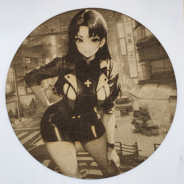 Cuadro decorativo MDF grabado láser estilo anime manga de Misato Katsuragi