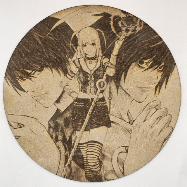 Cuadro decorativo MDF grabado láser estilo ánime/manga de Light Yagami, L y Misa Amane - Death Note