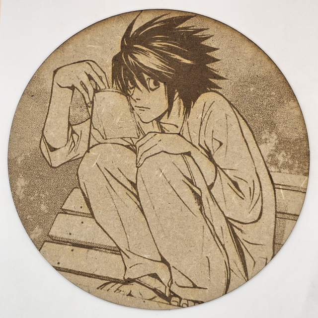 Cuadro decorativo MDF grabado láser estilo ánime/manga de L - Death Note