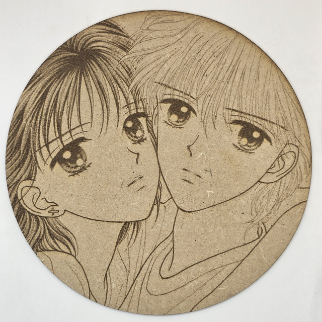 grabado laser en mdf ánime/manga,  Miki Koishikawa y Yuu Matsuura, Marmalade Boy , decoración otaku, decoración ánime/manga