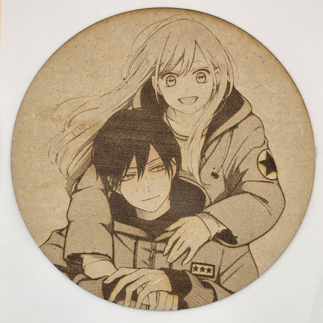 grabado laser en mdf ánime/manga,  Akane Kinoshita y Akito Yamada, My Love Story with Yamada-kun at Lv999 , decoración otaku, decoración ánime/manga