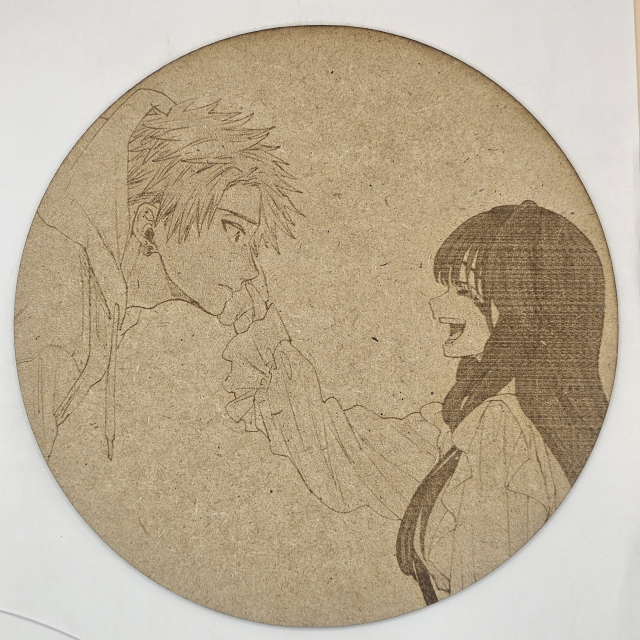 grabado laser en mdf ánime/manga,  Kaoruko Waguri y Rintaro Tsumugi, Kaoru Hana wa Rin to Saku , decoración otaku, decoración ánime/manga