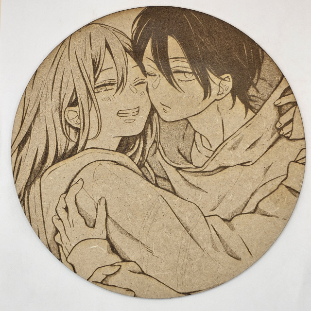 grabado laser en mdf ánime/manga,  Akane Kinoshita y Akito Yamada, My Love Story with Yamada-kun at Lv999 , decoración otaku, decoración ánime/manga