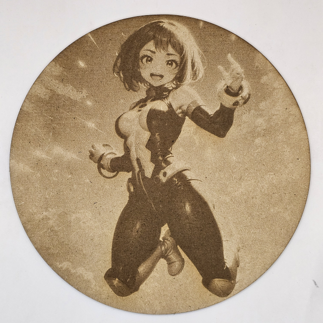 Cuadro decorativo MDF grabado láser estilo anime manga de Ochaco Uraraka