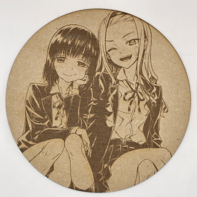 grabado laser en mdf ánime/manga,  Shizuka Kuze y Marina Kirarazaka, El pecado original de Takopi , decoración otaku, decoración ánime/manga