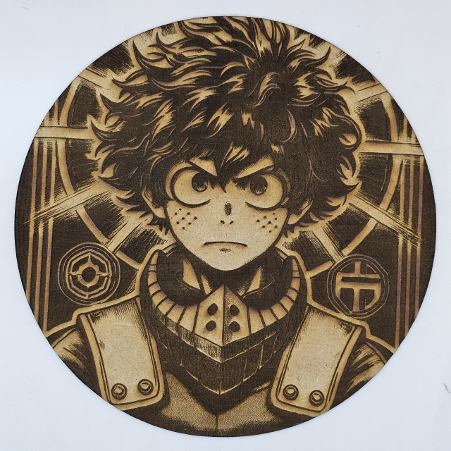 Cuadro decorativo MDF grabado láser estilo anime manga de Izuku Midoriya