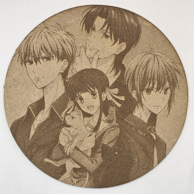 grabado laser en mdf ánime/manga,  Tohru Honda, Kyo Sohma, Yuki Sohma y Shigure Sohma, Fruit Basket , decoración otaku, decoración ánime/manga