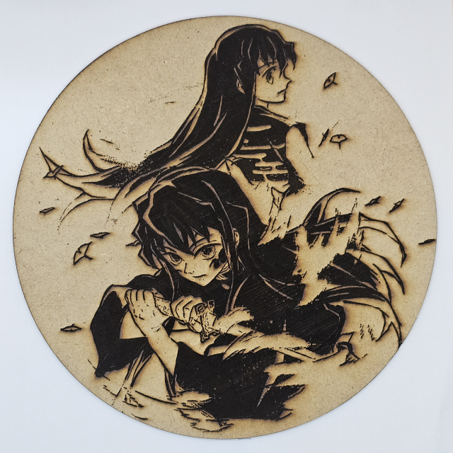 Cuadro decorativo MDF grabado láser estilo anime manga de Yuichiro Tokito y Muichiro Tokito