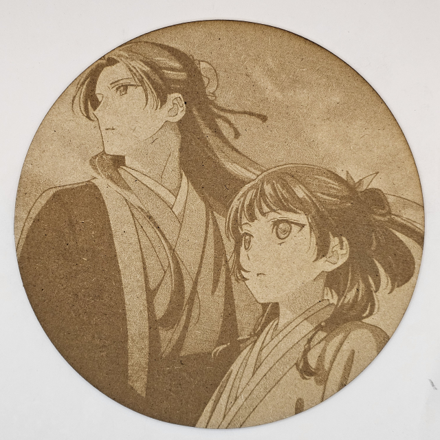grabado laser en mdf ánime/manga,  Maomao y Jinshi, Los Diarios de la Boticaria , decoración otaku, decoración ánime/manga