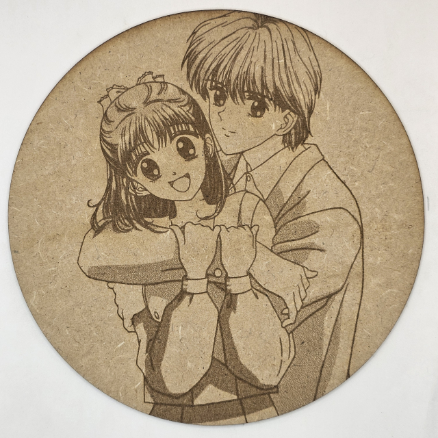 grabado laser en mdf ánime/manga,  Miki Koishikawa y Yuu Matsuura, Marmalade Boy , decoración otaku, decoración ánime/manga