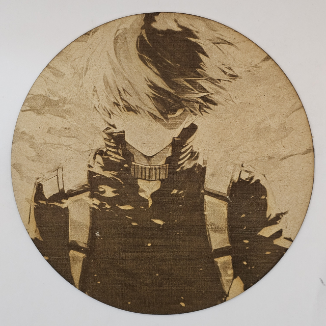 Cuadro decorativo MDF grabado láser estilo anime manga de Shoto Todoroki