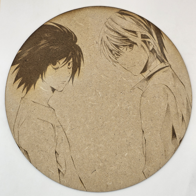 Cuadro decorativo MDF grabado láser estilo ánime/manga de Light Yagami y L - Death Note