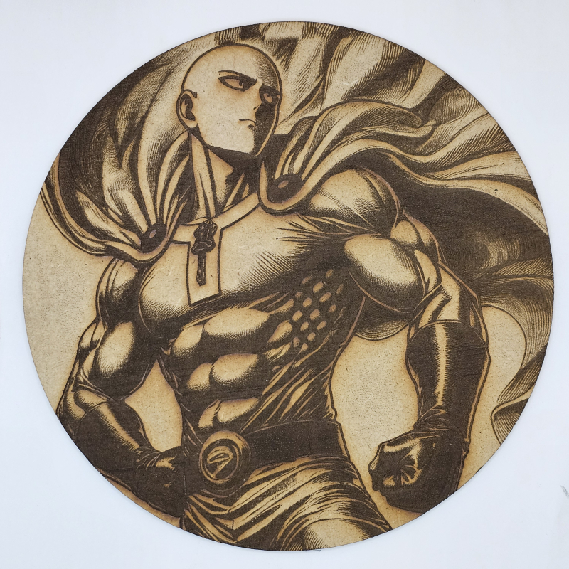 Cuadro decorativo MDF grabado láser estilo anime manga de Saitama
