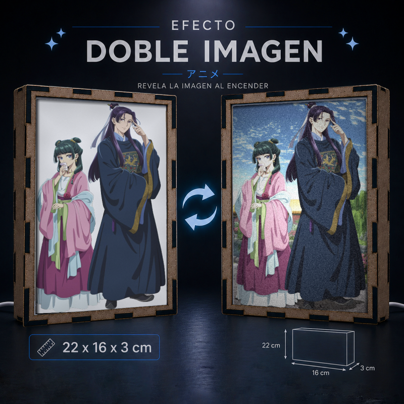 Lámpara LED The Apothecary Diaries con Maomao y Jinshi en vestimenta palaciega - principal