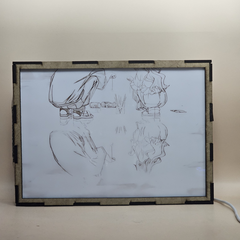 Lámpara ánime/manga  Kaoru Hana wa Rin to Saku  con doble imagen de la pareja Kaoruko Waguri y Rintaro Tsumugi, vista apagada, se esconde la imágen de atras.