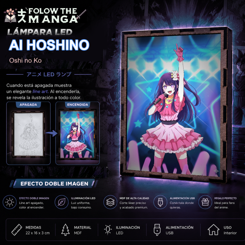 Lámpara de Ai Hoshino de Oshi no Ko encendida durante una actuación con luces azules - redes sociales