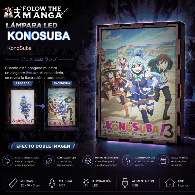 Lámpara LED de Aqua de KonoSuba con Aqua corriendo en primer plano - redes sociales