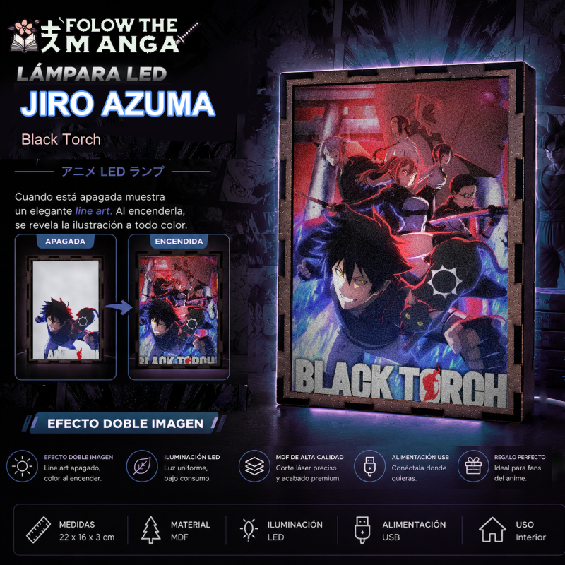 Lámpara LED de Jiro Azuma y Rago de Black Torch - redes sociales