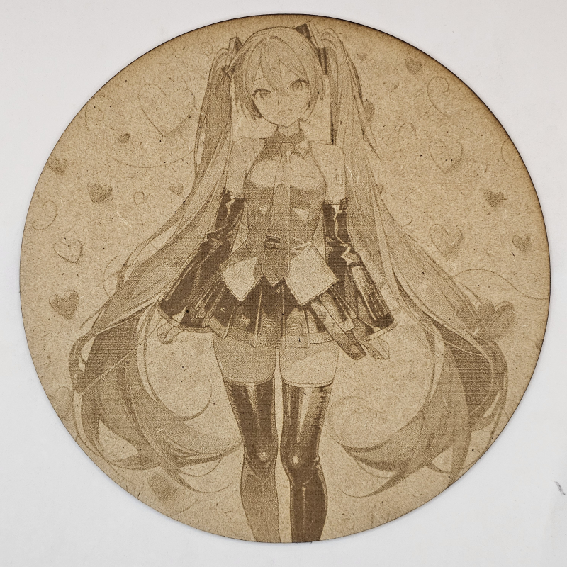 Cuadro decorativo MDF grabado láser estilo anime manga de Miku Hatsune