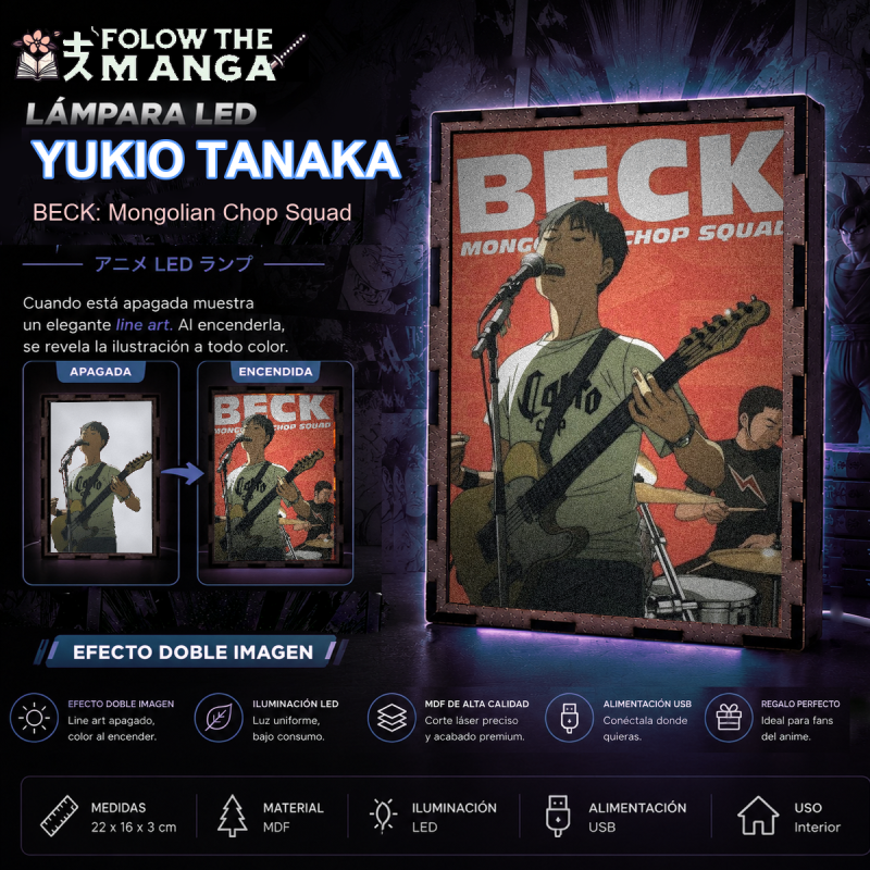 Lámpara LED de BECK Mongolian Chop Squad con Yukio Koyuki Tanaka cantando y tocando la guitarra