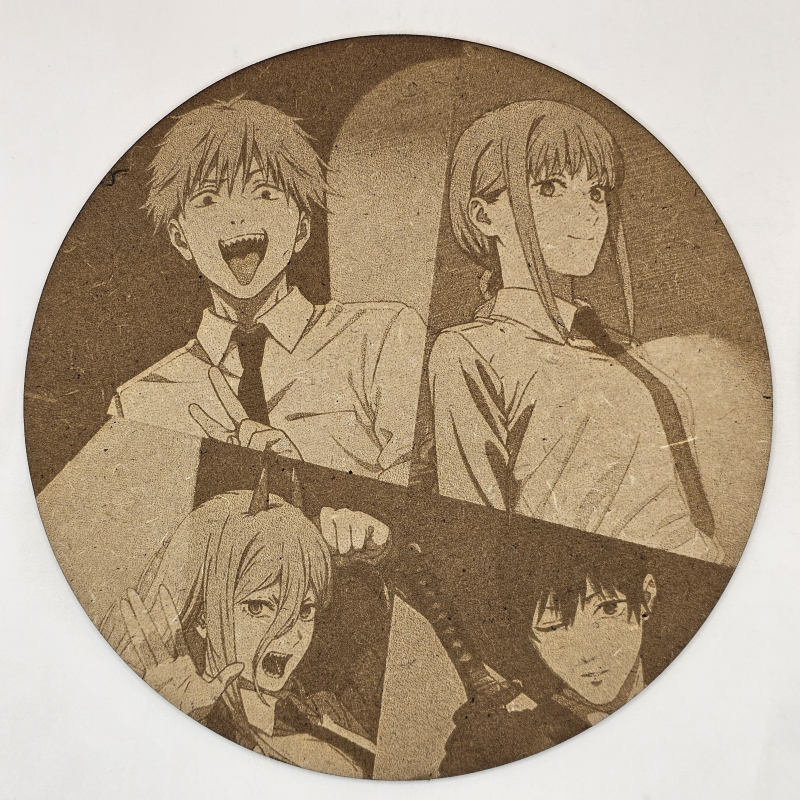 grabado laser en mdf ánime/manga, Denji, Makima, Power y Aki Hayakawa, Chainsaw Man , decoración otaku, decoración ánime/manga