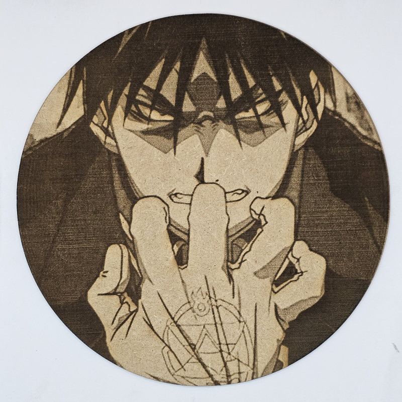 Cuadro decorativo MDF grabado láser estilo anime manga de Roy Mustang
