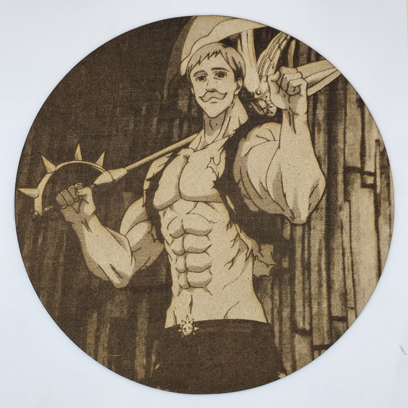 Cuadro decorativo MDF grabado láser estilo anime manga de Escanor