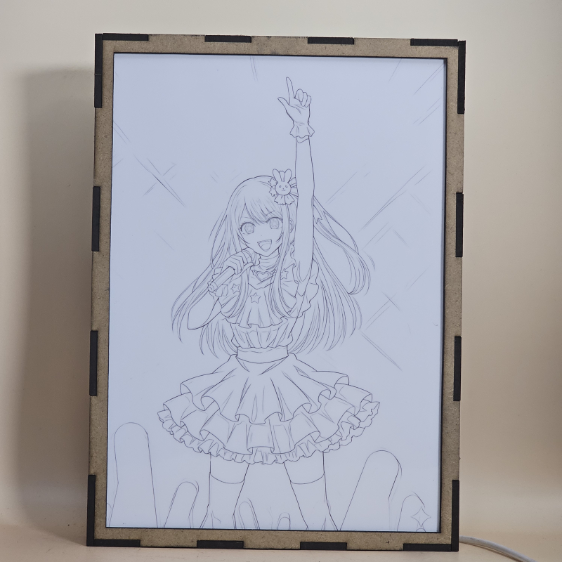 Lámpara de Ai Hoshino de Oshi no Ko encendida durante una actuación con luces azules - apagada