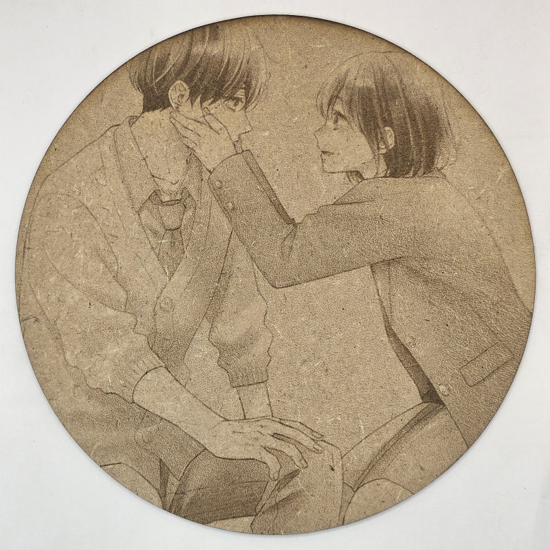 grabado laser en mdf ánime/manga, Hotaru Hinase y Saki Hananoi, Una enfermedad llamada amor , decoración otaku, decoración ánime/manga