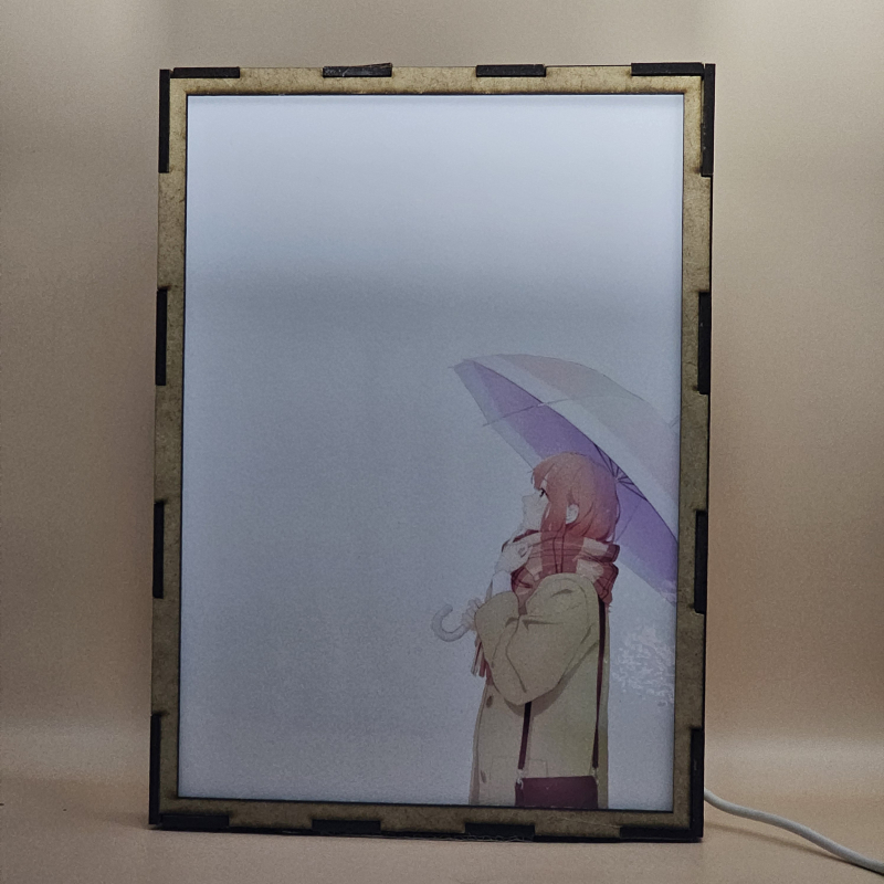 Lámpara ánime/manga  Signos de afecto  con doble imagen de la pareja Yuki Itose y Itsuomi Nagi, vista apagada, se esconde la imágen de atras.