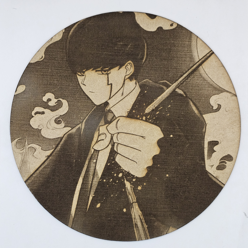 Cuadro decorativo MDF grabado láser estilo anime manga de Mash Burnedead