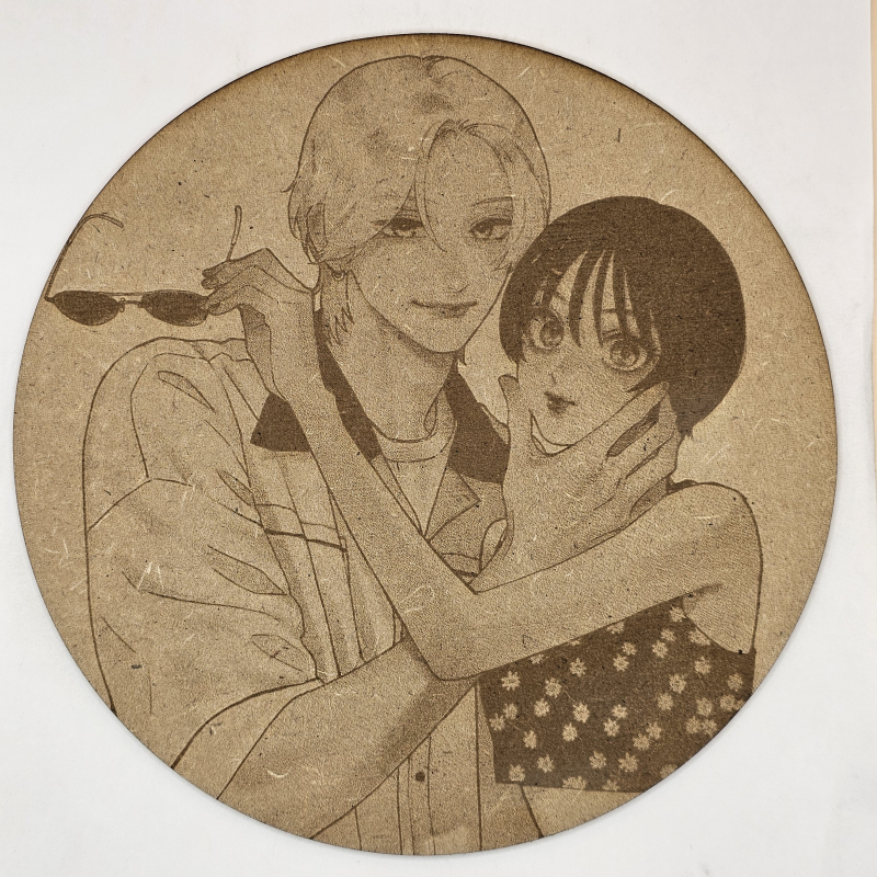 grabado laser en mdf ánime/manga, Yoi Takiguchi y Ichimura Shiro, Uruwashi no Yoi no Tsuki , decoración otaku, decoración ánime/manga