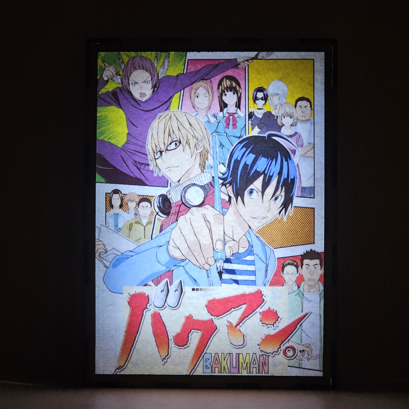 Lámpara LED de Bakuman con Moritaka Mashiro y Akito Takagi en una composición de viñetas - Galeria